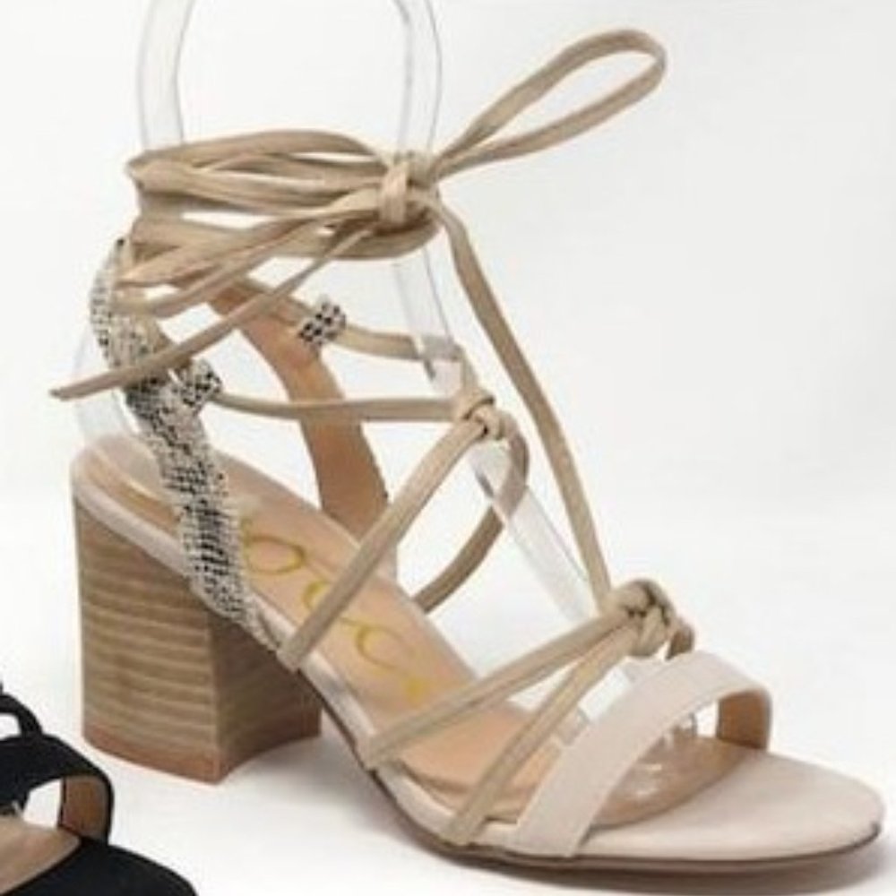 Lotus Heel - Beige Snake